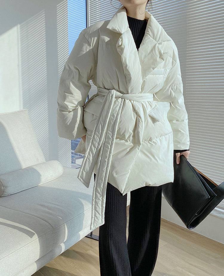 Mid-length Loose Down Jacket With Suit Collar